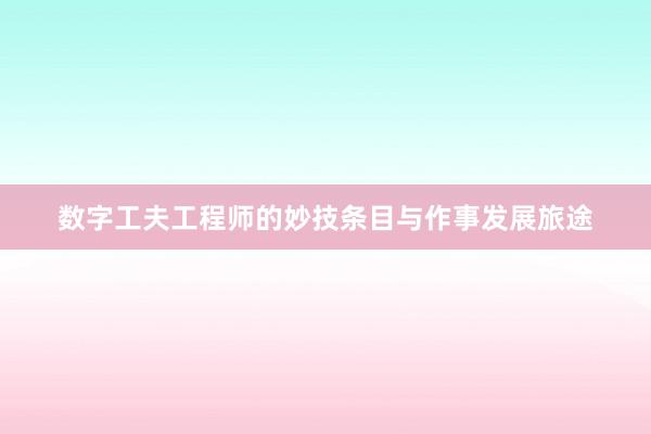 数字工夫工程师的妙技条目与作事发展旅途